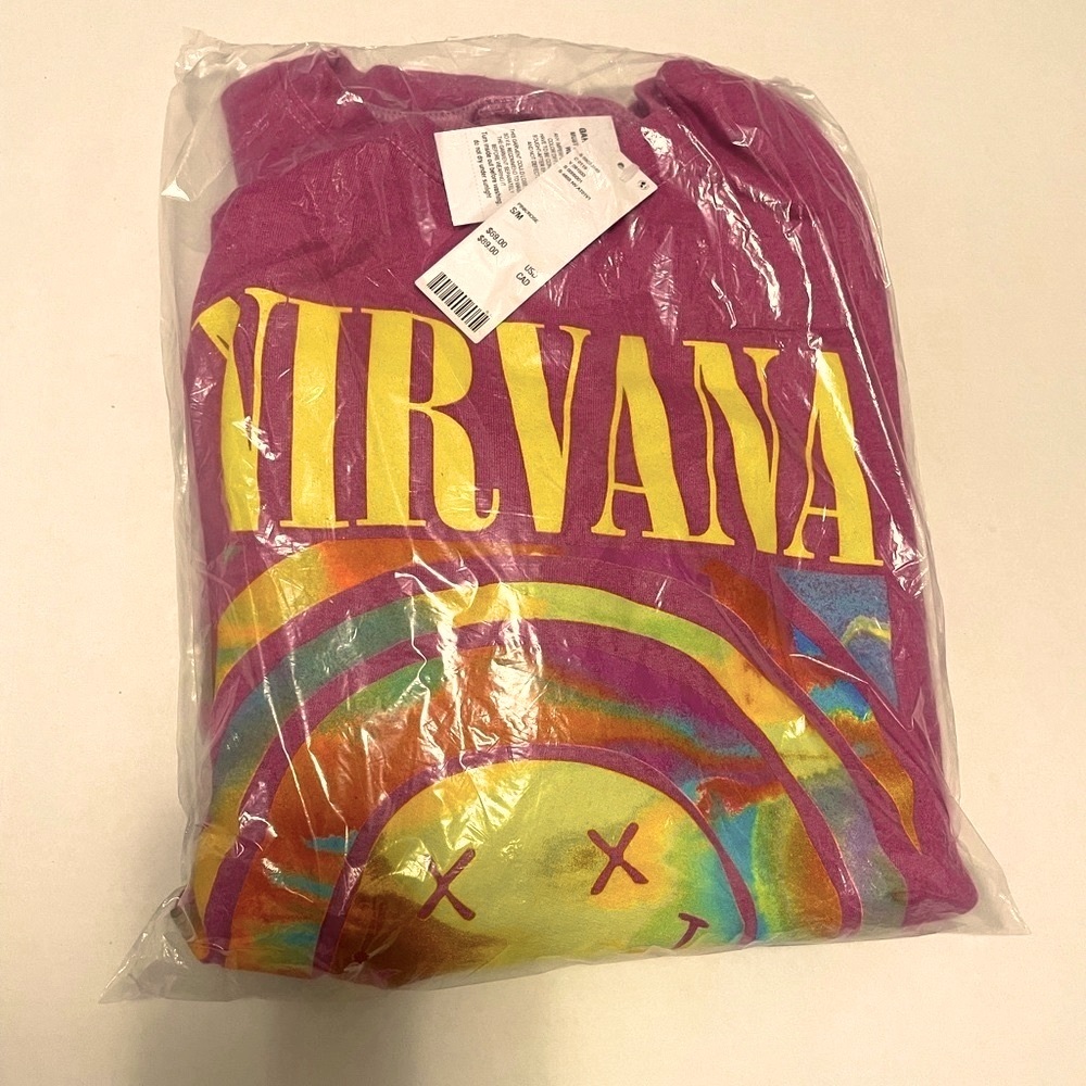 U. O. PINK NIRVANA CREW SWEATSHIRT BNWT S/M OVERSIZED fits To L/XL SHIPS QUICK! - Picture 6 of 14